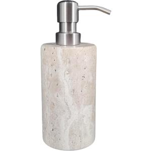 Natural Travertine Marble Soap Dispenser with Stainless Steel Pump, Marble Lotion Liquid Soap Bottles for Kitchen Bathroom