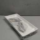 Long Melemine Serving Tray, 17.3x8x1.5 in Serving Platters and Trays for Appetizer, Charcuterie, Bread, Fruit, Dessert, Set of 2, White