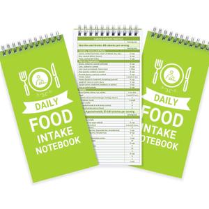 Mooliwe 3 Pcs Daily Food Journal 4'' x 8'' Calorie Counter Book Notebook 70 Sheets Weight Loss Log Book Tracker Food Planner Notepad for Weight Loss Monitoring Macronutrient Intake Food (Diet Log)