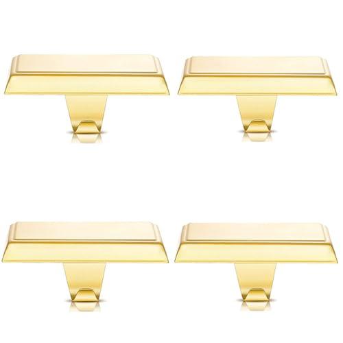 Tingtio Gold Stocking Holders for Mantle, Set of 4 Christmas Stoking Holder Weighted Flat Stocking Holders Hangers for Mantle Fireplace for Xmas Holiday Party Decoration