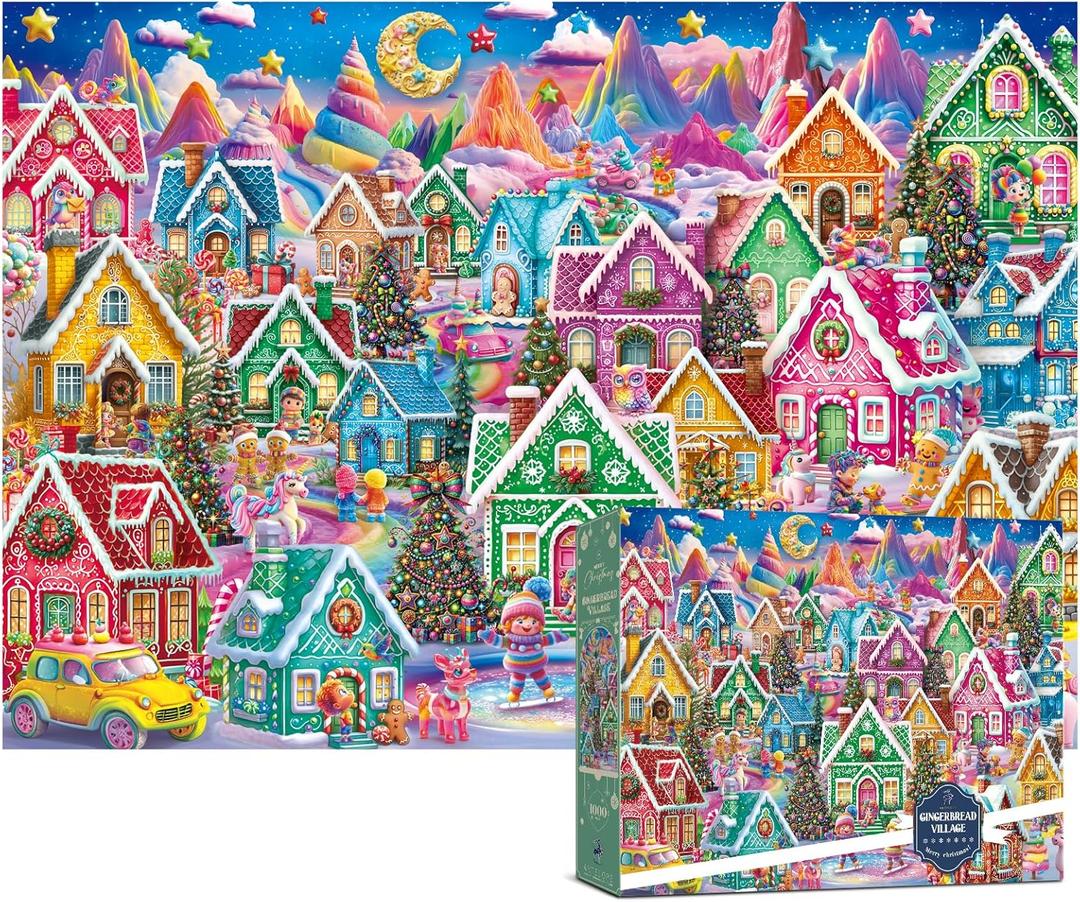 Antelope Puzzle Christmas Jigsaw Puzzle 1000 Pieces for Adults  Gingerbread Village Holiday Winter Scene, Relaxing Festive Puzzle Gift for Adults & Families
