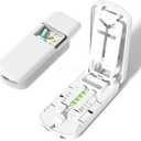 Portable Dual-Blade Pill Cutter and Crusher, Precision Half, Third and Fourth Tablet Splitter with Silicone Grip and Safety Lock for Small, Tiny or Large Pills, Upgraded Version