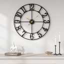 Cuspin Large Wall Clock, 20 Inch Wall Clocks for Living Room, Modern Metal Battery-Operated Decorative Round Black Clock Silent Non Ticking Arabic Numerals for Kitchen Mantel Bedroom Office