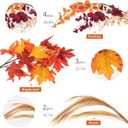 MISSPIN Thanksgiving Decorations - 9Pcs Fall Decor Artificial Flowers Orchid Maple Leaves Stems Set Fall Stems Faux Reed Maple Leaves for Wedding Bouquet Table Centerpieces Autumn