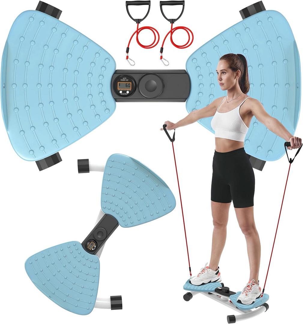 renZEC Waist Twister Machine, Adjustable Exercise Twist Board for Women Men, Noiseless Ab Twister for Home Gym Equipment, 330 lbs Capacity | Track Time, Reps, Calories with Digital Display (Blue)