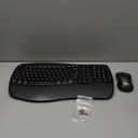 MEETION Ergonomic Keyboard and Mouse Wireless Combo, Wave Keys Natural Typing, 2.4G USB Receiver Wireless Keyboard with Wrist Rest, 4 Adjustable DPI Optical Mouse, Computer/Laptop/Windows/Mac, Black