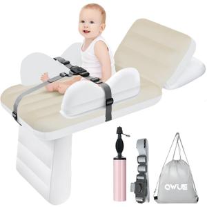 Inflatable Toddler Airplane Bed for Kids, Baby Air Plane Seat Extender, Blow Up Air Mattress for Child Plane Travel Sleep Bed with Safety Belt, Carry Bag, Pump