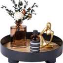 Decorative Tray Coffee Table Tray Round Trays for Home Decor Bathroom Counter Tray Perfume Organizer for Dining Table, Dresser, Kitchen,12 Inch, Black