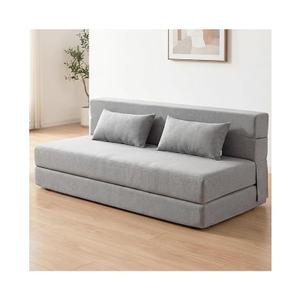 SUYOLS Folding Sofa Bed with Pillows- Convertible Chair Floor Couch & Sleeping Mattress, Foldable Memory Foam Sleeper for Living Room/Dorm/Guest Room/Home Office/Apartment/Loft, Queen, Light Gray