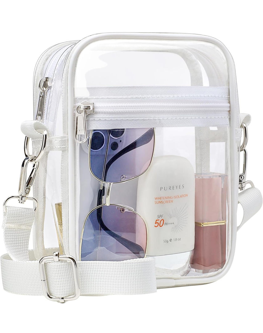 PACKISM Clear Bag for Stadium Events - Clear Purses for Women Stadium Crossbody Messenger Bag for Concerts Sporting Events