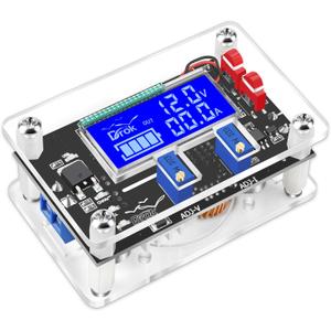 DROK DC Buck Converter Adjustable Voltage Regulator 12V 6V-32V to 1.5-32V 5A, LCD Screen Step Down Converter with USB Port and Protective Case