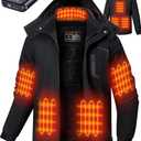 GOTOBI Heated Jackets for Men with 12V 18400mAh Battery Pack, Heated Coat with 8 Heated Zones, Winter Waterproof Ski Jacket ( XXL )