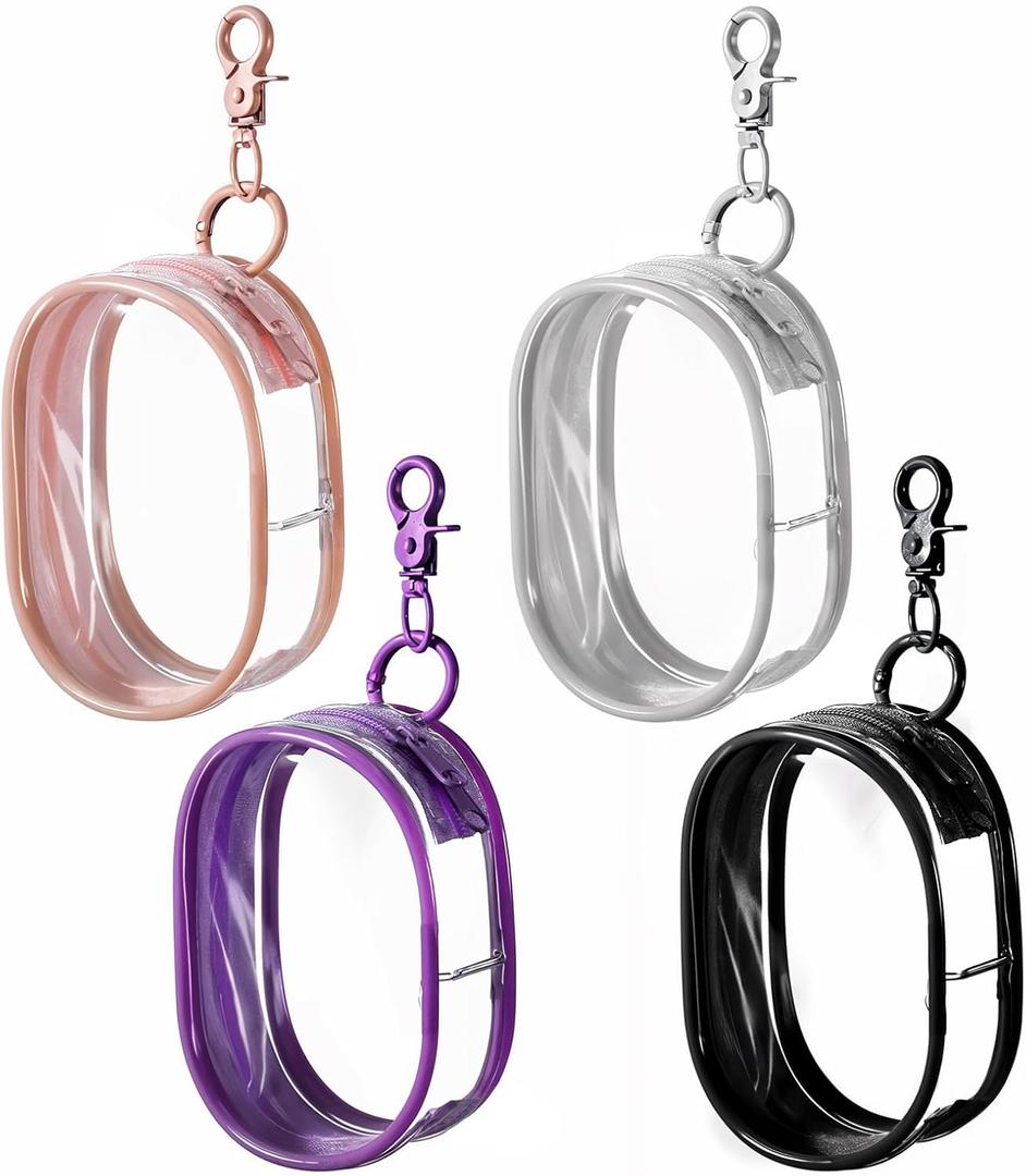 4 Pcs Clear Figure Display Bag with Keychain Portable Clear Pouch Keychain Mini Doll Pouch Carrying Case Bag Pouches Keychains Charms Hanging Blind Box Organizer Box for Collectibles Doll