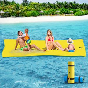 CTSC Lily Pad Floating Mat - Floating Water Mat - 9 x 4 Ft Floating Mat for Lake, 3-Layer Tear-Resistant XPE Foam with a 16.4' Elastic Bungee Tether for Lake, Beach, Ocean, Pool, 9' x 4' x 1.3"
