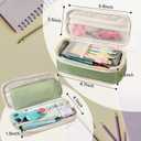 2 x Janhavi Initial Large Capacity Premium Oxford Cute Aesthetic Pencil Case Pouch Bag Special School Supplies Colored Stationery Organizer Gifts for Girls, Women, Adults (green)