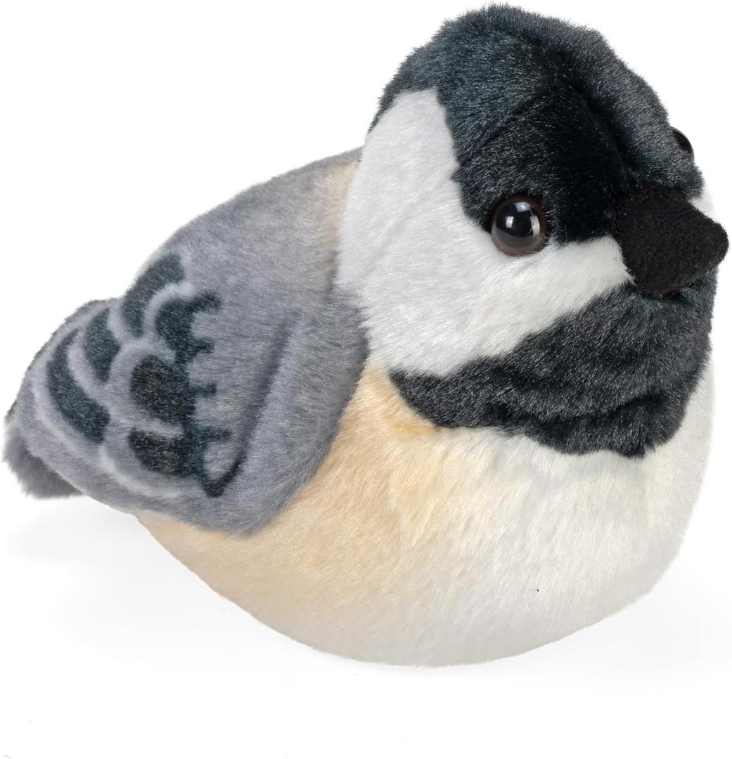 Wild Republic Audubon Birds Black-Capped Chickadee Plush with Authentic Bird Sound, Stuffed Animal, Bird Toys for Kids & Birders