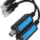 Passive IP Network Coaxial Transmitter IP Network Transmitter,1Pair 10/100Mbps 1CH Passive IP Network Coaxial Transmitter Receiver Extender Over Coax for NVR Surveillance