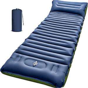 Myxslop Sleeping Pad for Camping, 5 Inch Extra Thick Camping Sleeping Pad with Pillow Built-in Foot Pump, Lightweight Inflatable Sleeping Mat, Backpacking, Hiking, Tent