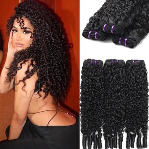 Burmese Curly 3 Bundles Human Hair 22 24 26 Inch 14A Unprocessed Virgin Water Wave Bundles Deals Human Hair Extensions with Spriral End 3c4a Quick Weave Hair for Women Natural Black
