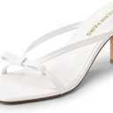 DREAM PAIRS Women’s Bow Heels – Kitten Heel Mule Sandals, Square Toe Strappy Slip On Dress Heels, Elegant Bridal Wedding Party Formal Shoes for Special Occasions, Size 6.5, White