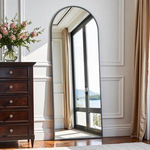 OGCAU Full Length Mirror, 58"x18" Arched Full Body Mirror, Hanging, Leaning or Standing, Wall Mounted for Bedroom Living Room, Black