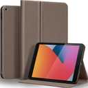 Genuine Cowhide Leather Case for iPad 10.2 inch 7th/8th/9th Gen (2019-2021) - Dual Angle Stand, Auto Wake/Sleep, Folio Cover with Magnetic Closure, Gray Brown