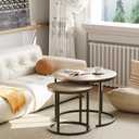 aboxoo Coffee Table Nesting Side Round Table Set of 2 End Table with Sturdy Metal Frame for Living Room Bedroom Apartment Modern Industrial Simple Nightstand,Oak, Large: 23.6" x 17.7", Small: 15.7" x 15.7"