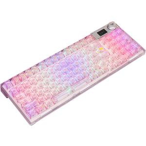 F98 Pro 95% Hot-Swappable Mechanical Keyboard  Transparent Keycaps, RGB Backlit Gaming Keyboard, Tri-Mode BT5.0/2.4G/USB-C, OLED Display, 4000mAh Battery, Pink