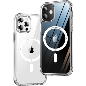 ONES for iPhone 12/12 Pro Case, Hybrid Magnetic Phone Case, Compatible with MagSafe, Military Grade Protection, Shockproof Airbag, Anti-Yellow Silicone Cover, Scratch-Resistant, Thin, Clear