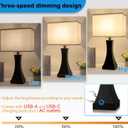 Set of 2 Touch Control Table Lamps 21.6" 3-Way Dimmable Bedside Nightstand Lamp with Type C/USB Charging Port & Outlet Desk Lamp for Living Room Bedroom Office and Hotel Bulb Included