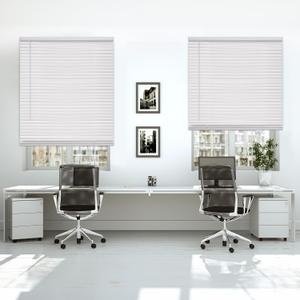 DEZ FURNISHINGS Cordless 1" Mini Blind with Flexible Slats, 27" W x 48" H, Pearl White