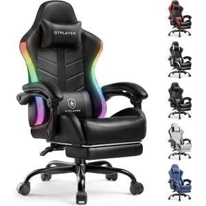 GTPLAYER Gaming Chair, Computer Game Chair for Adults, RGB Black, Standard