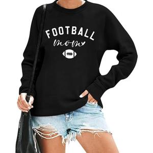 Teyseev Women Football Mom Sweatshirt Vintage Game Day Pullover Football Gameday Long Sleeve Outfits Top Size XL