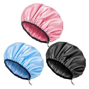 Auban Shower Cap for Women, Adjustable Reusable, Extra Large, Double-Layer Waterproof Bathing cap, Waterproof Exterior, EVA Lining, Hair Cap for All Hair lengths, 3 Colors (blue,pink,black) Auban Shower Cap for Women, Adjustable Reusable, Extra Large, Double-Layer Waterproof Bathing cap, Waterproof Exterior, EVA Lining, Hair Cap for All Hair lengths, 3 Colors (blue,pink,black)