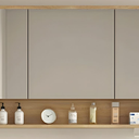Brown Frameless Modern Medicine Cabinet with Shelves and Mirror Included - 38"L x 5"W x 28"H Lighting Not Included