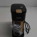 Single Serve One Cup Coffee Maker, for K Cups and Grounds, Mini Coffee Maker with Portable Handle, 6 to 12 Oz Brew Size, for Travel, Camping, Office, RV and Dorm, 120V, Black and Gold