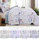WONGS BEDDING Floral Quilt Set Queen Size, 3 Pieces Colorful Botanical Plants Pattern Bedspread Coverlet Set with 2 Pillowcases, Soft Lightweight Microfiber Bedding Set for All Season(96"90")