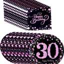 30th Birthday Party Tableware Set Disposable Plates and Napkins,30th Birthday/30th Wedding Anniversary Party Decorations Napkins and Plates Service for 16 Guest