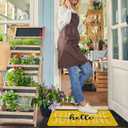 Spring Summer Front Door Mat Outdoor Non-Slip Yellow Hello Sunshine Doormat Outdoor Rug Summer Door Mats for Porch Outside Entrance Decor 17"x30"