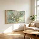 3D Framed Sage Green Gold Abstract Flower Wall Art, Textured Floral Canvas Print Poster, Luxury Decor for Living Room Bedroom, Contemporary Neutral Home Decoration, 32"L x 16"W