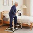 Bed Step Stool with Handle for Adults Elderly, Metal 2 Step Stool, 800 lbs