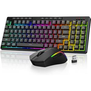 Redragon S156 Wireless Keyboard and Mouse with Tri-Mode, Mechanical Feel Keyboard and 4800 DPI 61G Ultra-Light Gaming Mouse, RGB Backlit, 4 Macro Keys, Long Battery Life for PC, Mac, Ideal for Gamer