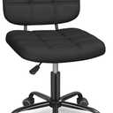 Armless Home Office Desk Chair with Wheels, Modern Ergonomic Drafting Rolling Chair with 360 Swivel Wheels,Height Adjustable Computer Task Chairs for Small Space, Black