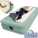 Twin Air Mattress with Build in Pump, Silk Foam Topper, 2in1 Blow Up Mattress 16" Tall with Ultra Soft 2.5" Foam Pad, Inflatable Mattress for Home, Travel, Guests, Camping Air Bed, Portable
