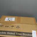 49" Rotating Tree Bookshelf, 7 Tier Double Sided Shelf, Wood Corner Bookshelf with Wheels, 360 Display Spinning Bookcase Storage Rack, Ideal for Small Rooms, Easy Assembly, Rustic Brown