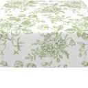 Sage Green Floral Tablecloth 54x54 Inch Square Vintage Chinoiserie Flower Green Toile Table Cloth Spring Decorative Polyester Stain Resistance Table Cover for Party Picnic Kitchen Decor