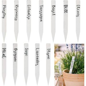 Amyhill 12 Pcs Wood Herb Plant Label Signs Garden Herb Markers Waterproof Plant Stakes Tags with Names for Nursery Outdoor Indoor Seed Potted Gardens Farmhouse Decor