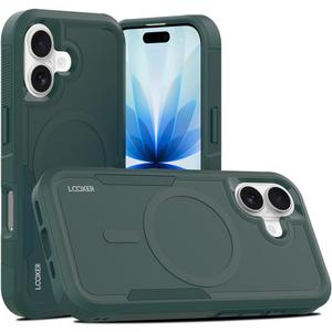 LOOXER Defender Series Case for iPhone 17 (6.3) | Military-Grade Rugged Shockproof Protection, MagSafe Compatible + Premium Screen Protector Included (Green, 17)