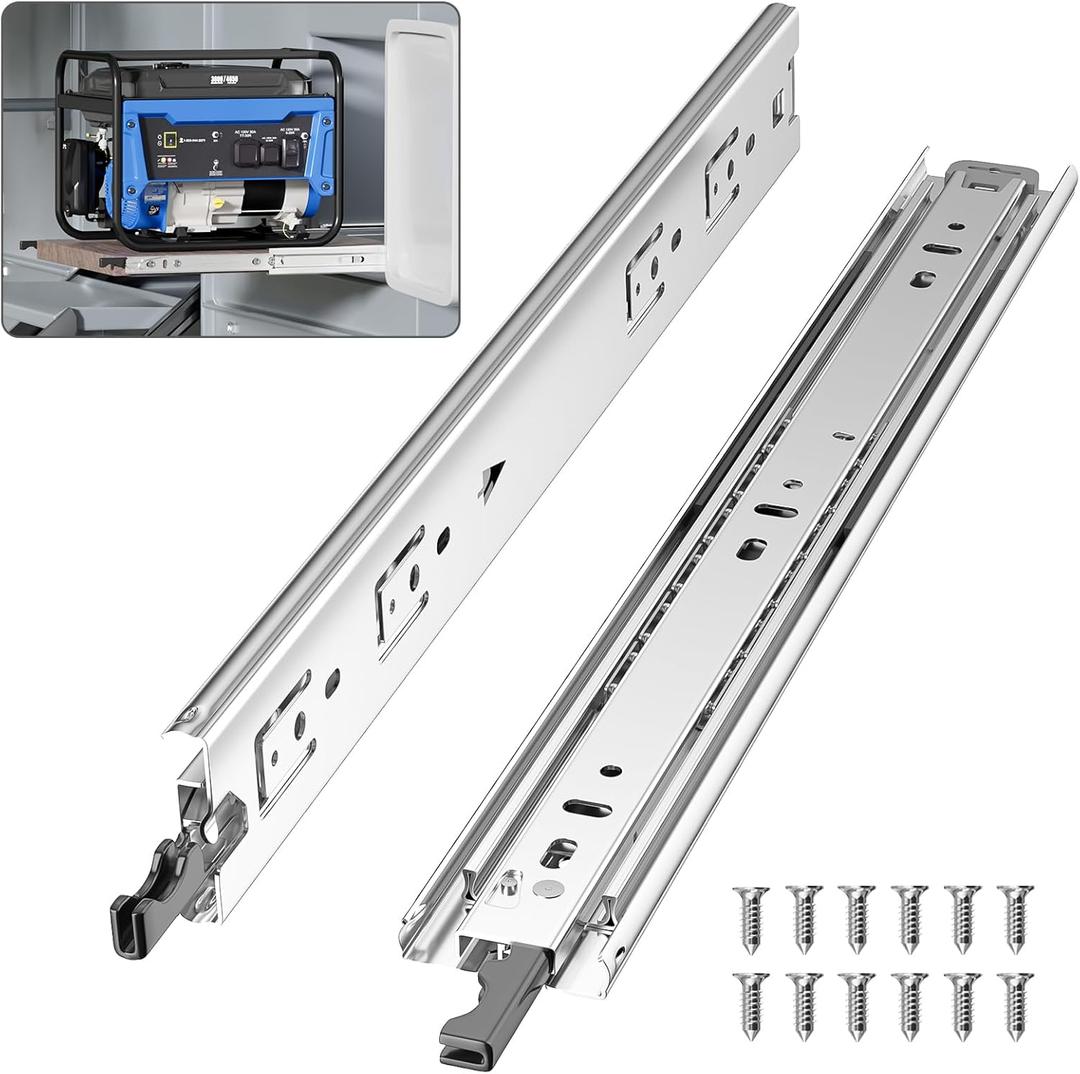 1 Pair 18 Inch 150 Lb Heavy Duty Drawer Slides with Lock Full Extension Ball Bearing Cabinet Telescoping Sliding Rails Tool Box Runners Tracks Glides Side Mount 1 Pair 18 Inch 150 Lb Heavy Duty Drawer Slides with Lock Full Extension Ball Bearing Cabinet Telescoping Sliding Rails Tool Box Runners Tracks Glides Side Mount