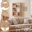 Pinkunn Scalloped Rattan Wall Hanging Storage Shelf Boho Wall Decor and Woven Walls Shelf, Decorative Rattan Floating Shelves for Bohemian Style House, Cute Walls Art Above Couch or Bed, 31.5 x 19.7 x 7.5 inches